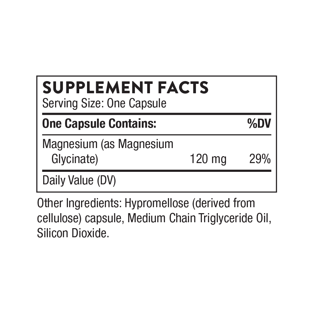 Thorne Magnesium Glycinate supplement facts