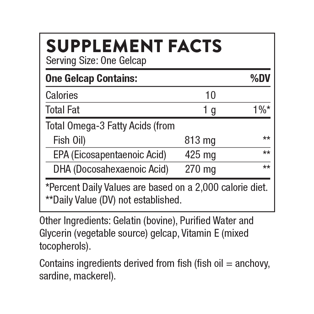 Thorne Super EPA supplement facts