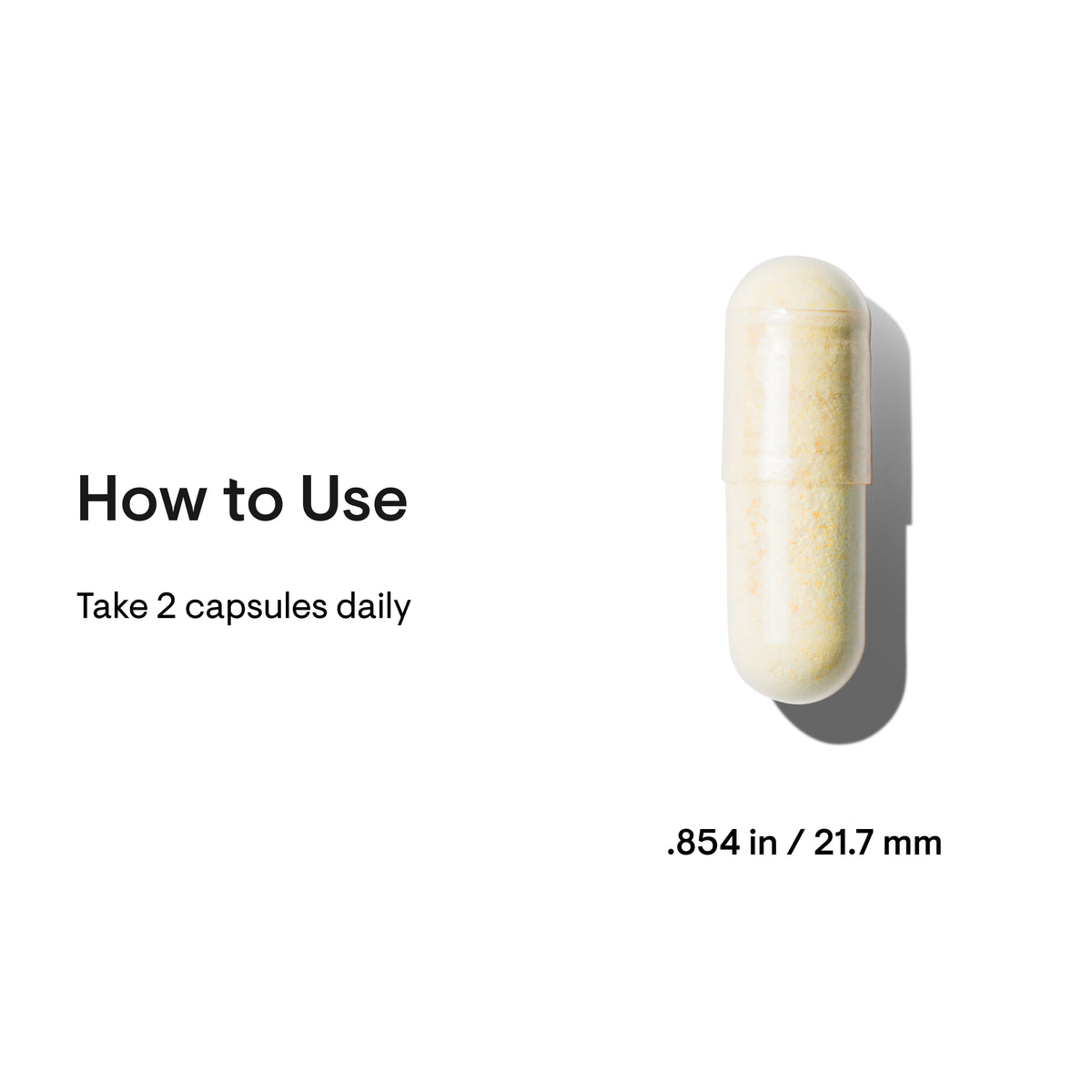 Basic Nutrients 2/Day capsule with size and usage instructions