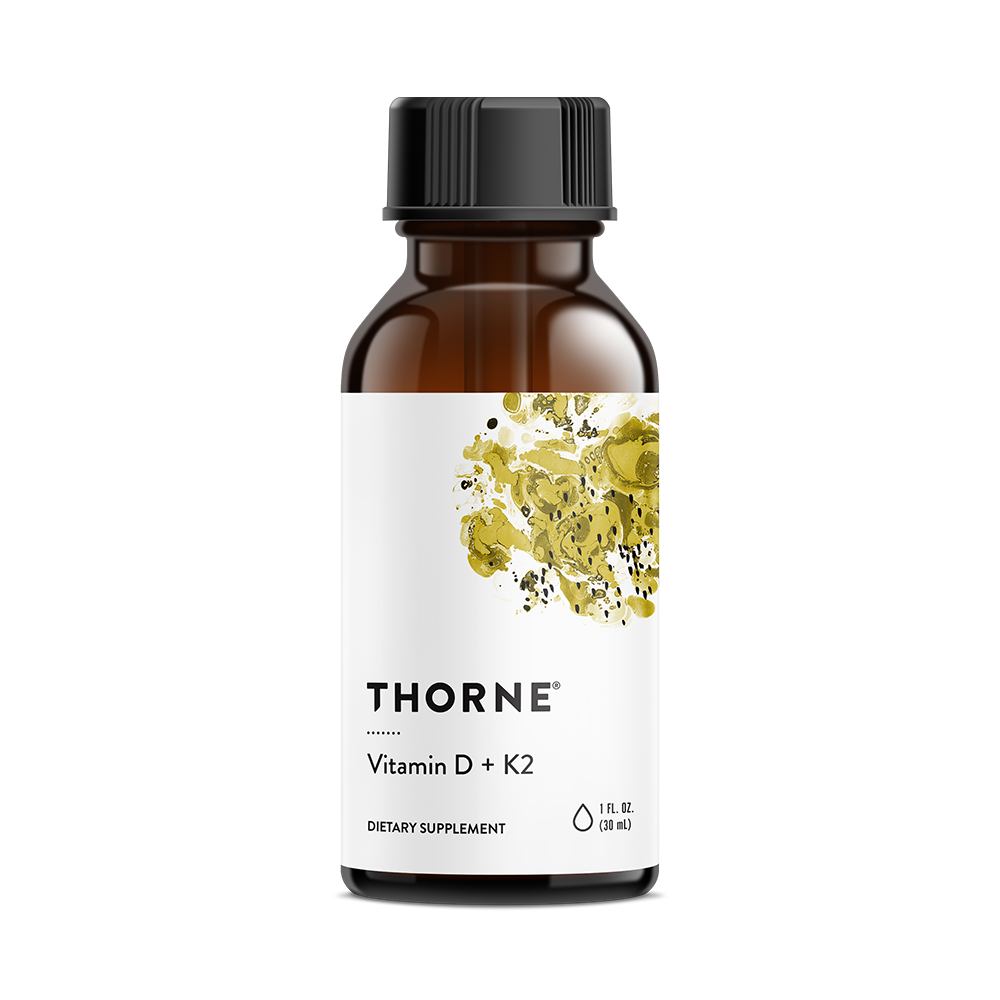Thorne Vitamin D + K2 Liquid bottle, front label