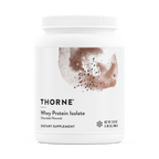Thorne Whey Protein Isolate chocolate tub, front label