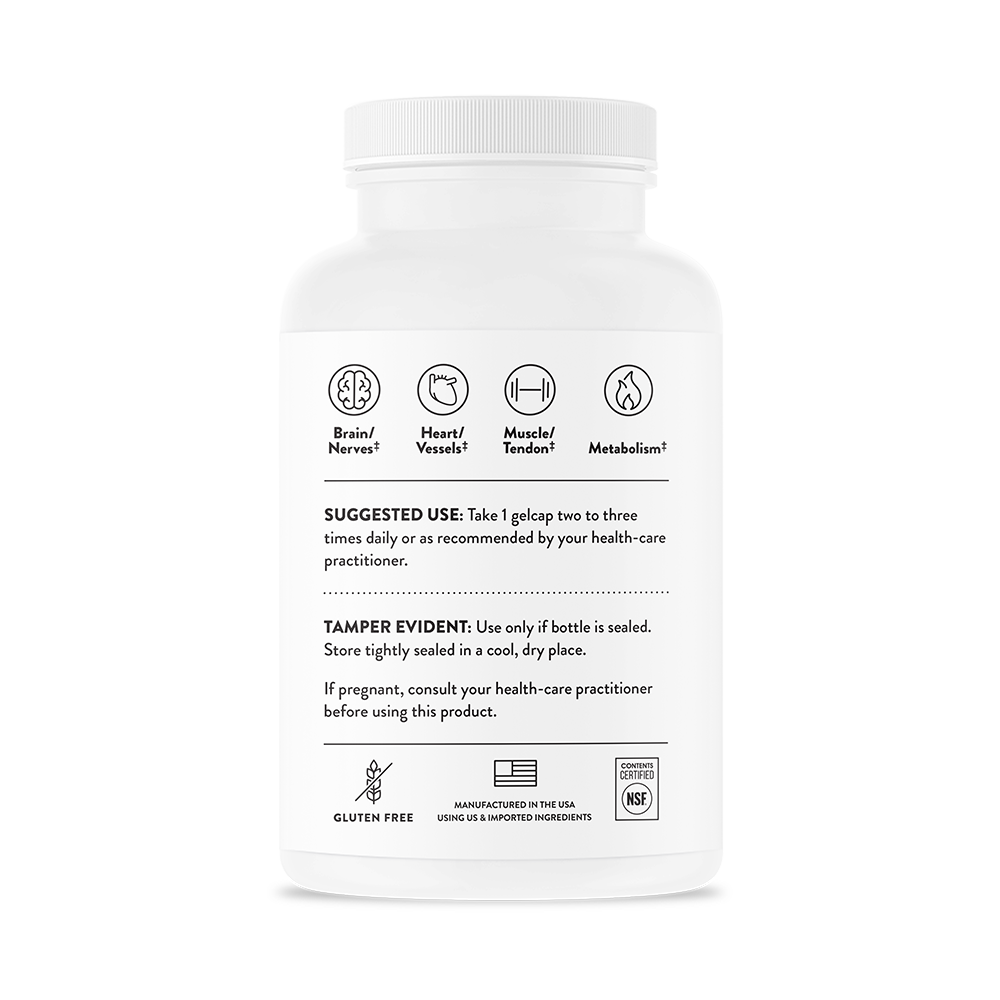 Thorne Super EPA bottle, side label with suggested use