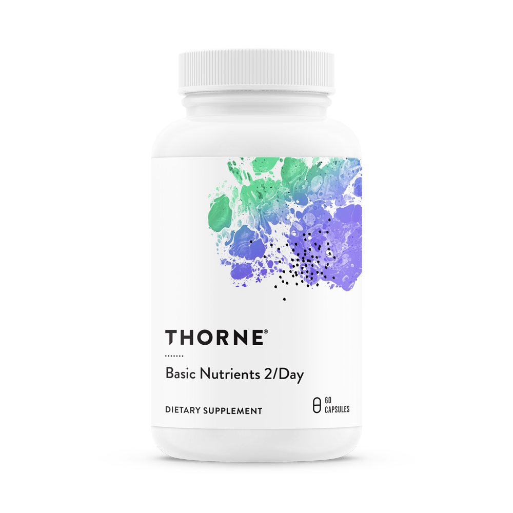 Thorne Basic Nutrients 2/Day multivitamin bottle, front label