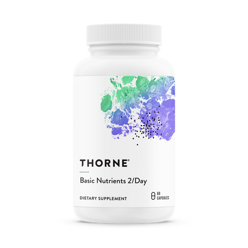 Thorne Basic Nutrients 2/Day multivitamin bottle, front label