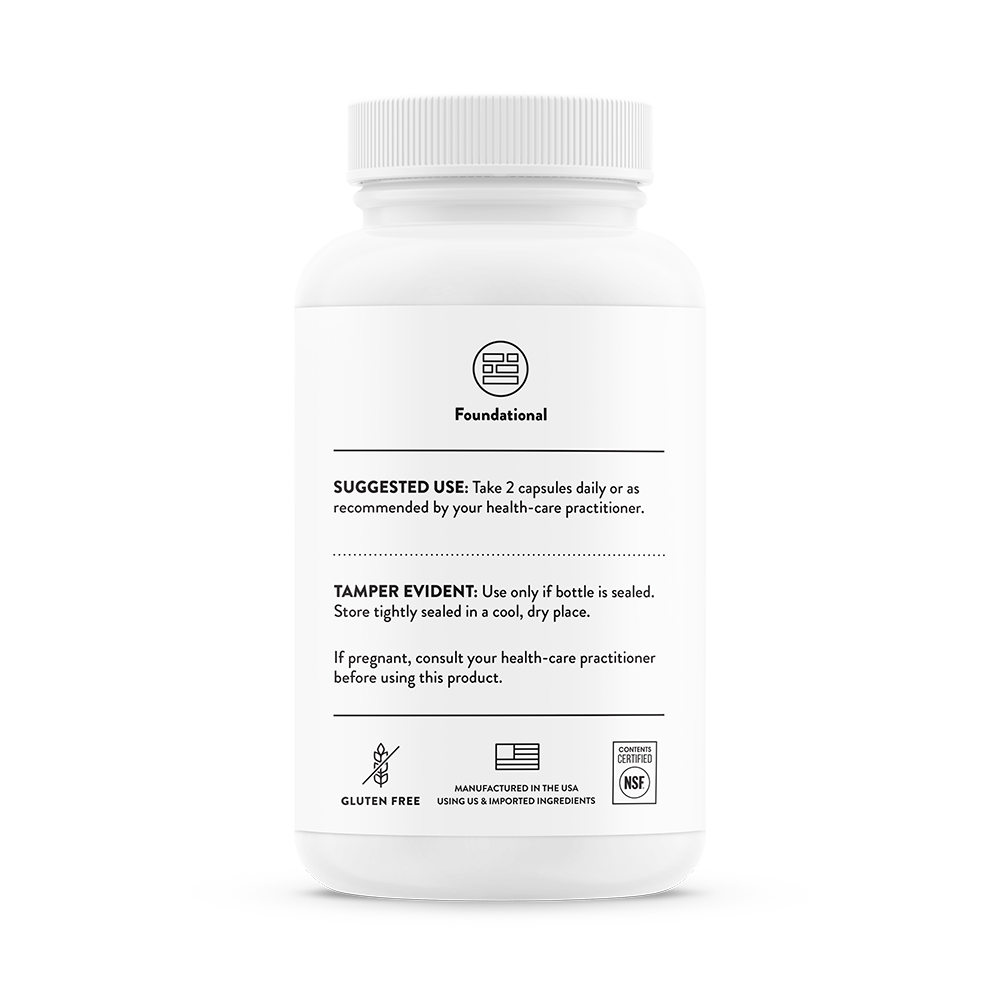 Thorne Basic Nutrients 2/Day bottle, side label